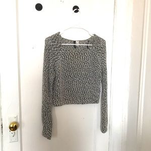 Cute fuzzy textured black and white crop top for sale!